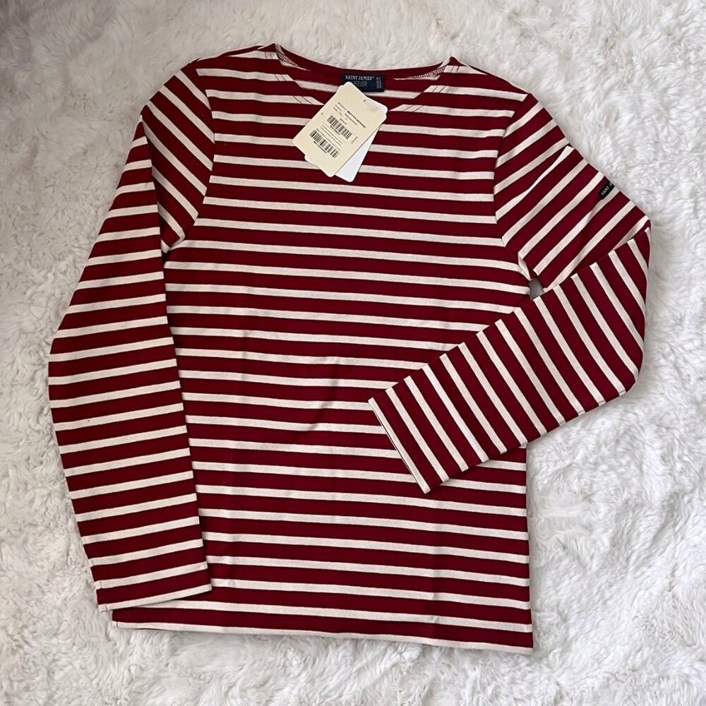 NWT - Saint James Meridien Unisex Stripe T-shirts - Persan/Ecru⚓ - Picture 1 of 4